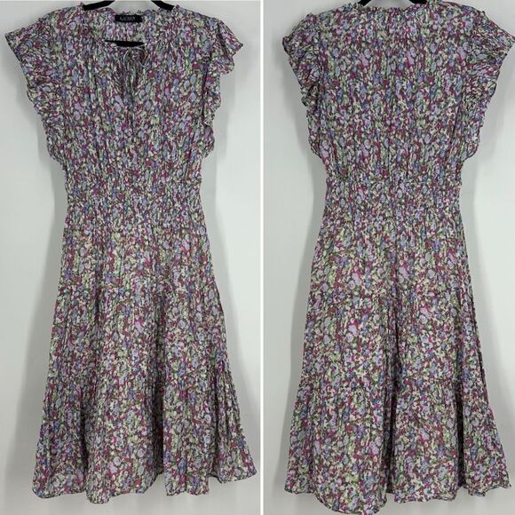 LAUREN RALPH LAUREN Black Label Women’s Ditzy Floral MIDI Dress Sz 10 - Picture 1 of 8